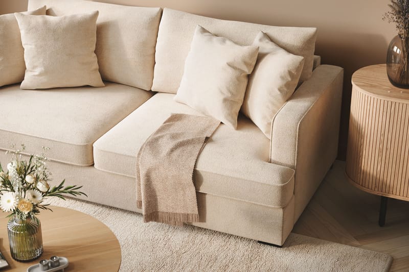 Rossi Dybde 3-seter Fløyelssofa - Lys Beige - Møbler - Sofaer - Sofa 3 seter