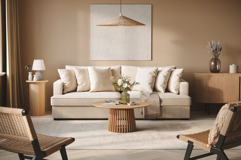 Rossi Dybde 4-seter Fløyelssofa - Lys Beige - Møbler - Sofaer - 4 seter sofa