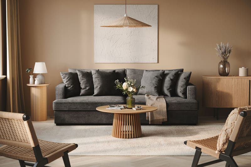 Rossi Dybde 4-seter Fløyelssofa - Svart / Mørkegrå - Møbler - Sofaer - 4 seter sofa