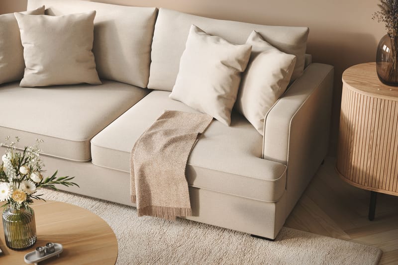 Rossita Dybde 3-seter Bouclé Sofa - Lys Beige - Møbler - Sofaer - Sofa 3 seter