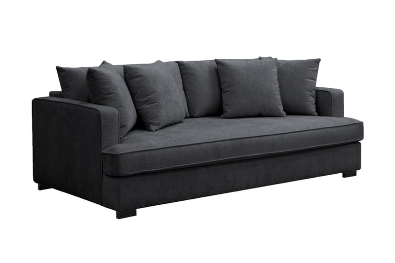 Rossita Dybde 3-seter Fløyelssofa Hel pute - Svart / Mørkegrå - Møbler - Sofaer - Sofa 3 seter