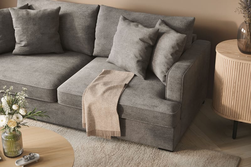 Rossita Dybde 3-seter Fløyelssofa - Lys Grå - Møbler - Sofaer - Sofa 3 seter