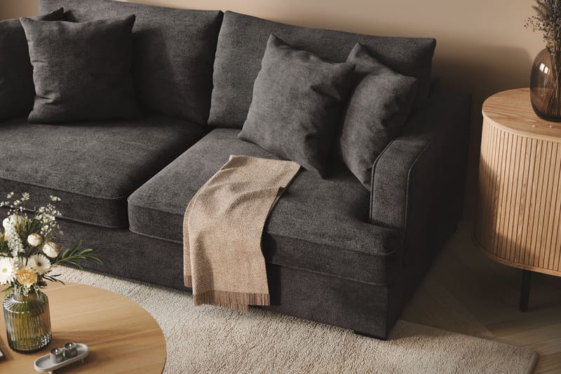 Rossita Dybde 3-seter Fløyelssofa - Svart / Mørkegrå - Møbler - Sofaer - Sofa 3 seter