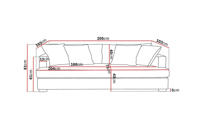 Rossita Dybde 3-seter Sofa Hel pute - Lys Brun - Møbler - Sofaer - Sofa 3 seter