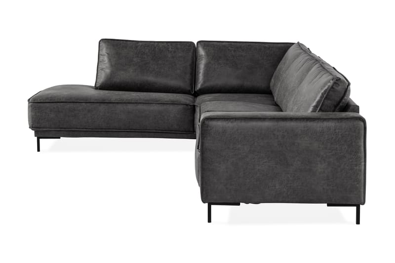 Akron 2,5-seter Sofa med Sjeselong Venstre Bonded Lær - Mørkegrå - Sofa med sjeselong - Skinnsofaer - 2 seters sofa med divan