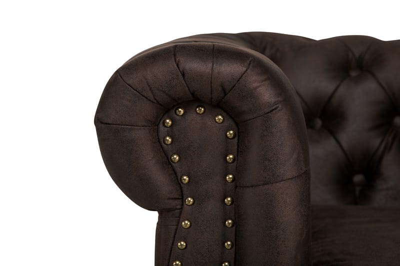 Chesterfield Deluxe 3-seters Sofa i Kunstlær - Mørkebrun - Møbler - Sofaer - Skinnsofaer