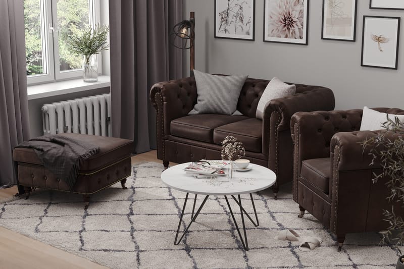 Chesterfield Deluxe 4-seter Sofa - Mørkebrun - Møbler - Sofaer - Skinnsofaer