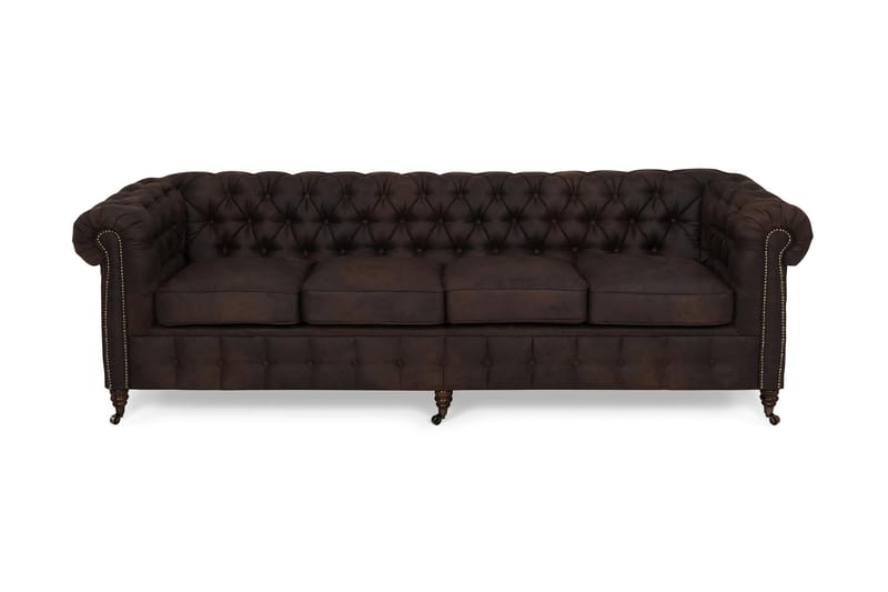 Chesterfield Deluxe 4-seter Sofa - Mørkebrun - Møbler - Sofaer - Skinnsofaer