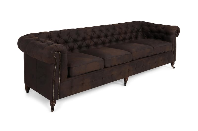 Chesterfield Deluxe 4-seter Sofa - Mørkebrun - Møbler - Sofaer - Skinnsofaer