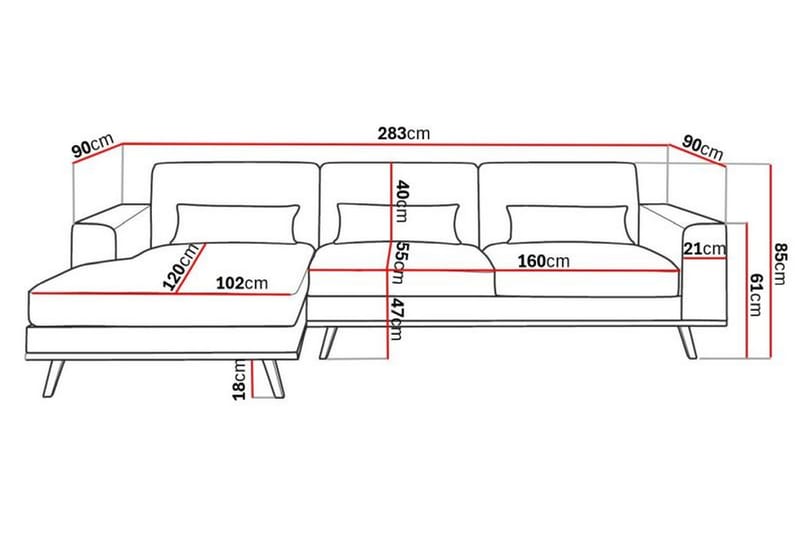 Copenhagen Divansofa Kunstlær - Mørkegrå - Møbler - Sofaer - Skinnsofaer