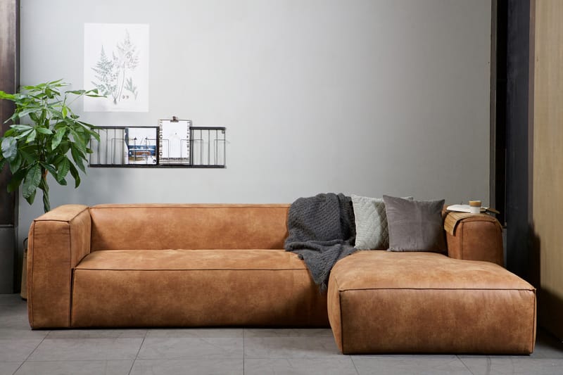 Harlow Divan sofa Høyre Ekte lær - Cognac - Møbler - Sofaer - Skinnsofaer