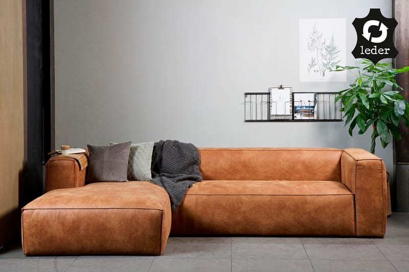 Harlow Divan sofa Venstre Ekte lær - Cognac - Møbler - Sofaer - Skinnsofaer