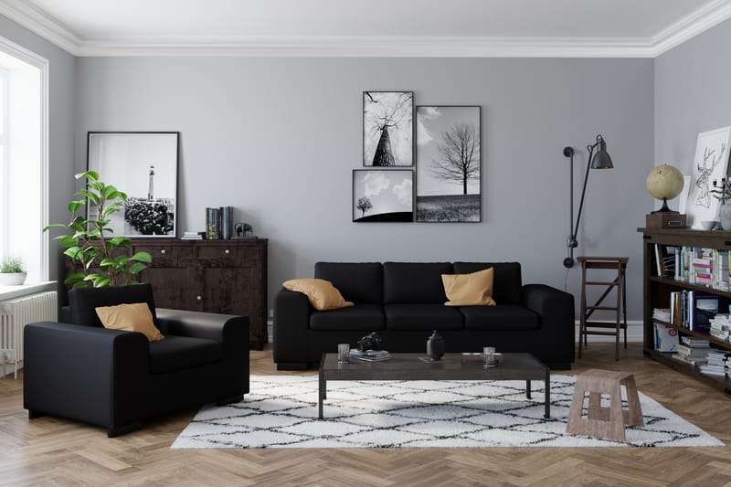 Link 2-seters Sofa Kunstlær - Svart - Møbler - Sofaer - Skinnsofaer