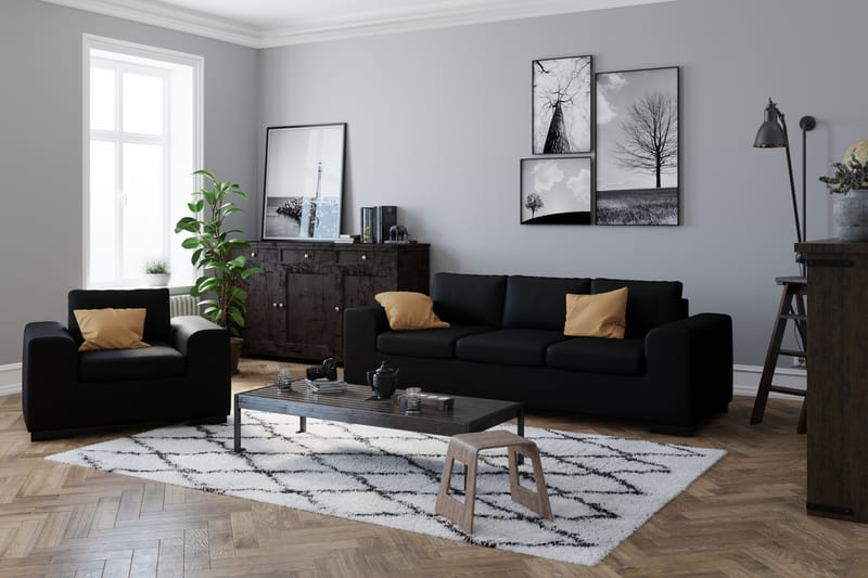 Link 2-seters Sofa Kunstlær - Svart - Møbler - Sofaer - Skinnsofaer