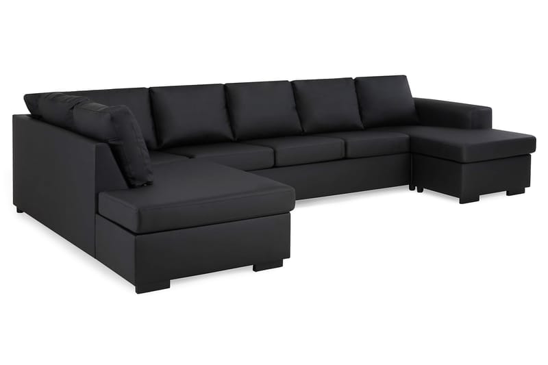 Link U-sofa XXL med Divan Høyre - Svart - Møbler - Sofaer - Skinnsofaer