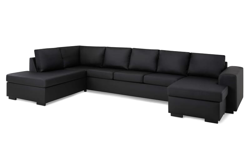 Link U-sofa XXL med Divan Høyre - Svart - Møbler - Sofaer - Skinnsofaer