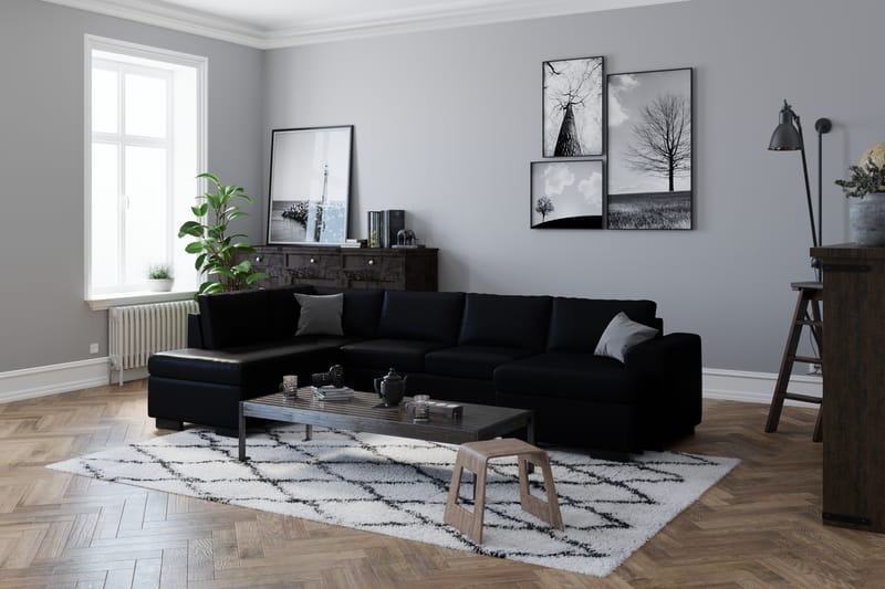 Link U-sofa XXL med Divan Venstre - Svart - Møbler - Sofaer - Skinnsofaer