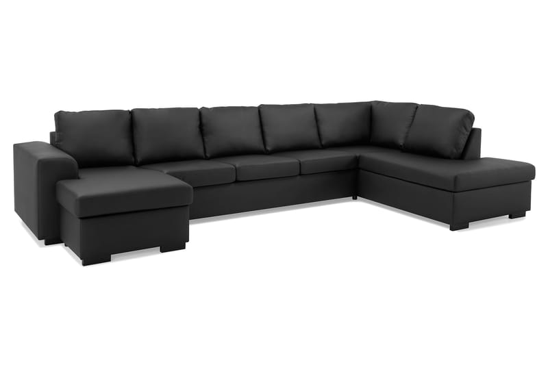 Link U-sofa XXL med Divan Venstre - Svart - Møbler - Sofaer - Skinnsofaer