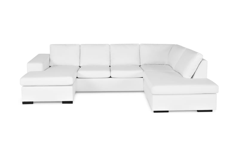 Memphis U-sofa med Divan Venstre Kunstlær - Hvit - Skinnsofaer - Fløyel sofaer - U-sofa