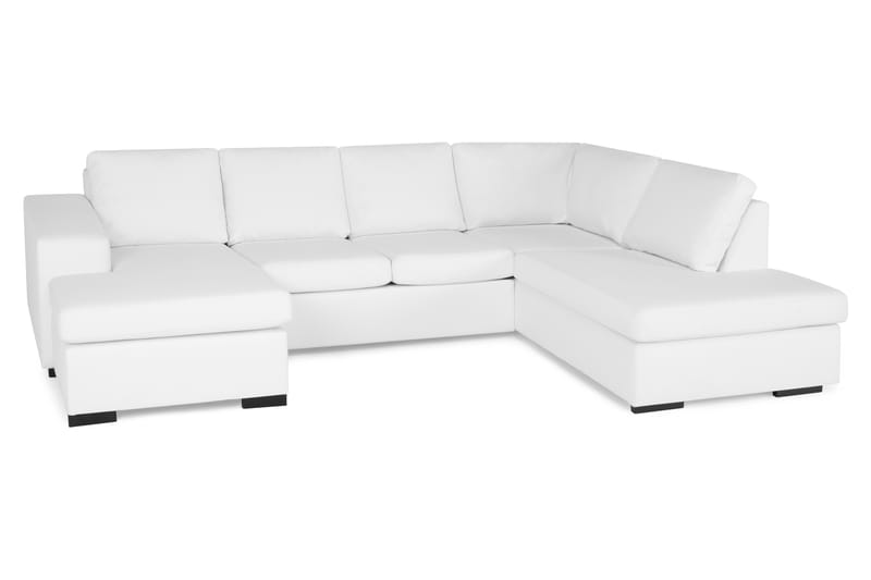 Memphis U-sofa med Divan Venstre Kunstlær - Hvit - Skinnsofaer - Fløyel sofaer - U-sofa