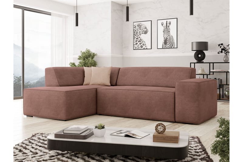 Slucajno Sofa med Sjeselong 3-seter - Rosa/Beige - Møbler - Sofaer - Sofa med sjeselong