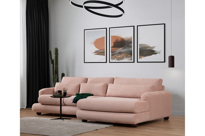 Relento Sofa med Sjeselong 3-seter - Rosa - Møbler - Sofaer - Sofa med sjeselong