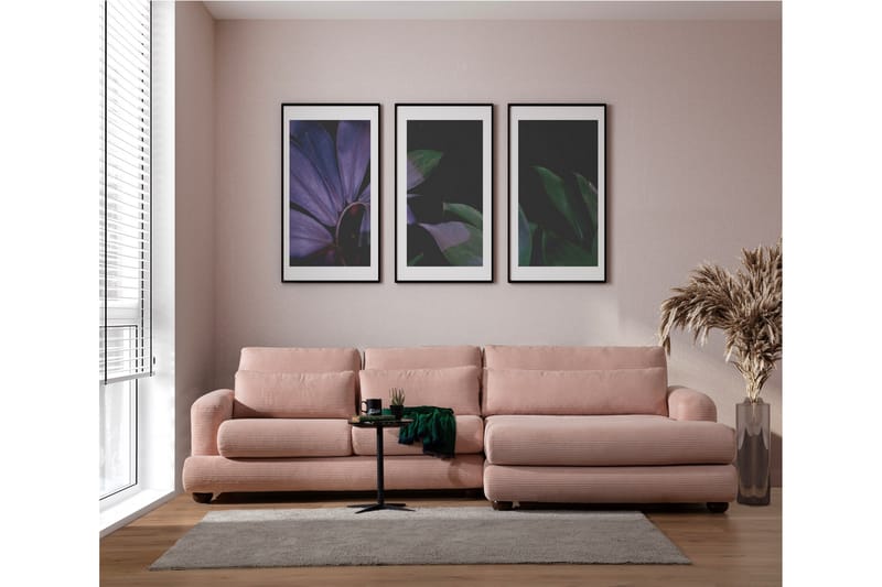 Relento Sofa med Sjeselong 3-seter - Rosa - Møbler - Sofaer - Sofa med sjeselong