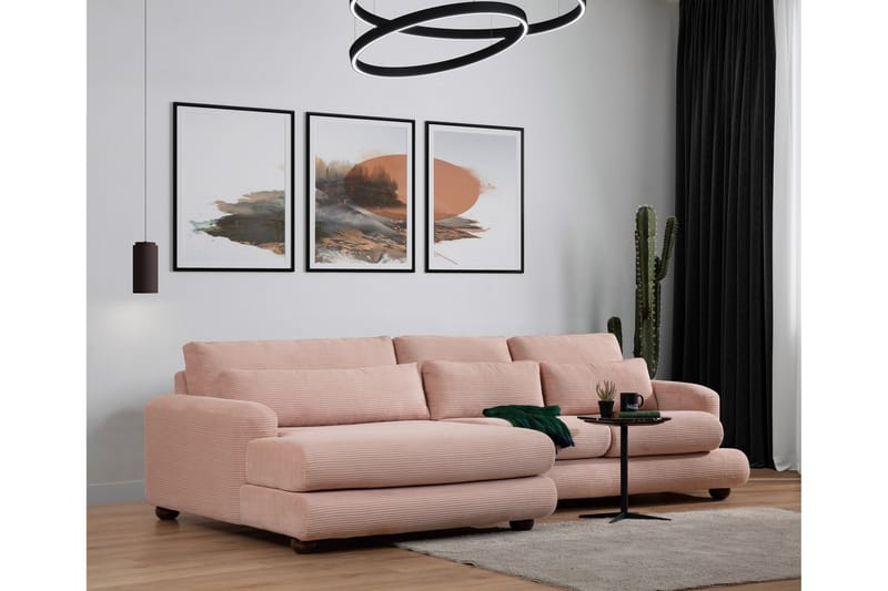 Relento Sofa med Sjeselong 3-seter - Rosa - Møbler - Sofaer - Sofa med sjeselong