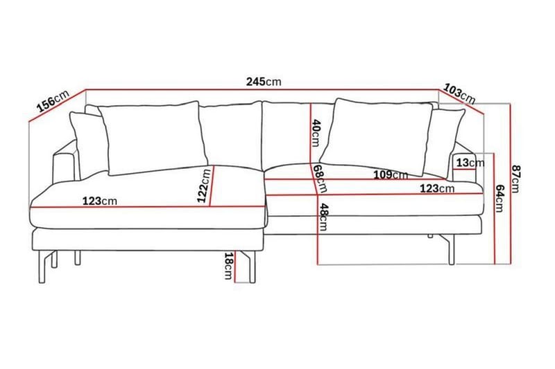 Menard 3-seters Divansofa - Grå - Møbler - Sofaer - Sofa med sjeselong - 3 seters sofa med divan