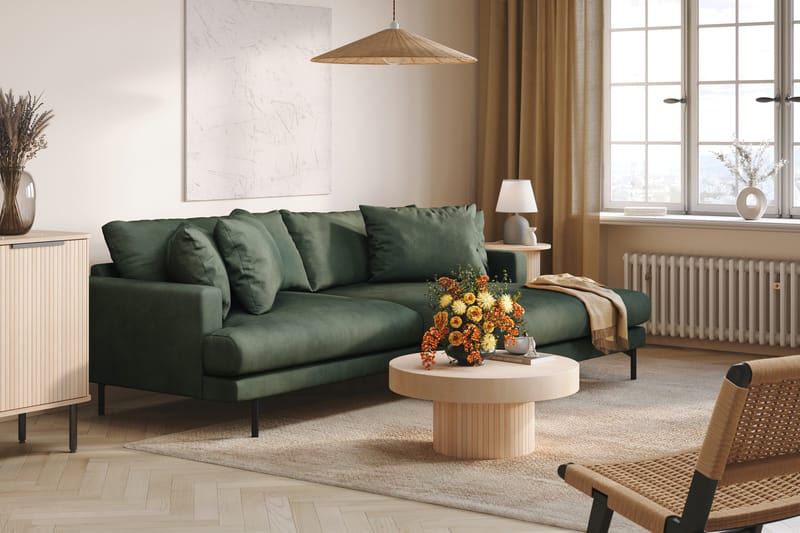 Menard 3-seters Divansofa - Grønn - Møbler - Sofaer - Sofa med sjeselong - 3 seters sofa med divan