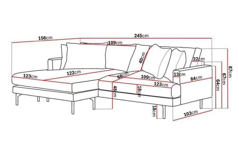 Menard 3-seters Divansofa - Lilla - Møbler - Sofaer - Sofa med sjeselong - 3 seters sofa med divan