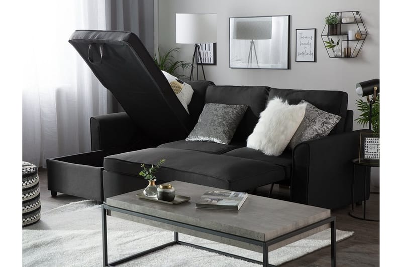 Nesna Hjørnesofa 228 cm - Svart - Møbler - Sofaer - Sofa med sjeselong - 3 seters sofa med divan