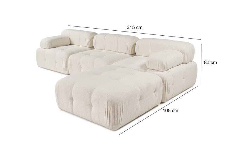 Bengul Boblende Divansofa 3-seter 315 cm - Lysebeige - Møbler - Sofaer - Sofa med sjeselong - 4 seters sofa med divan