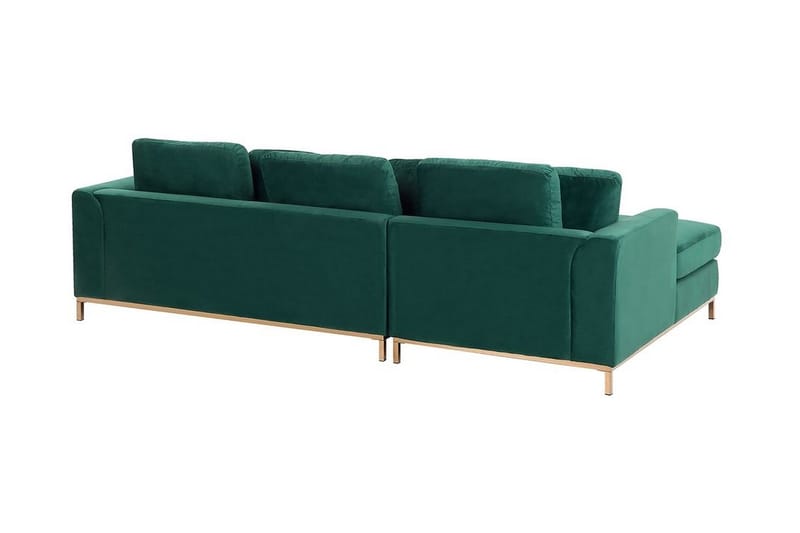 Dugard Hjørnesofa Høyre + Fotskammel - Grønn/Fløyel - Møbler - Sofaer - Sofa med sjeselong - 4 seters sofa med divan