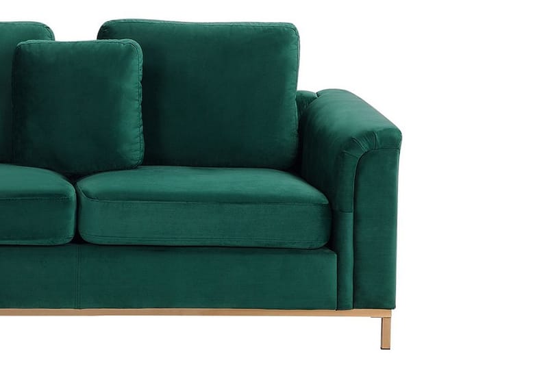 Dugard Hjørnesofa Høyre + Fotskammel - Grønn/Fløyel - Møbler - Sofaer - Sofa med sjeselong - 4 seters sofa med divan