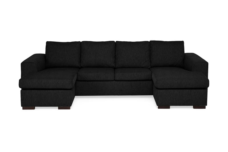 Link DubbelDivansofa 4-seter - Svart - Sofa med sjeselong - 4 seters sofa med divan