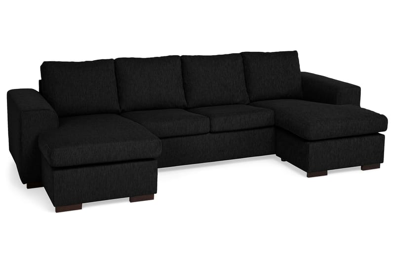 Link DubbelDivansofa 4-seter - Svart - Sofa med sjeselong - 4 seters sofa med divan