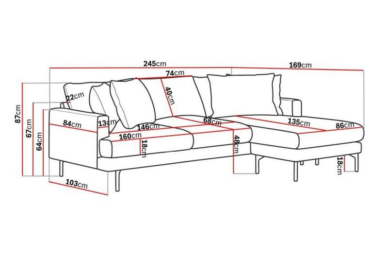 Menard 4-seters Divansofa - Beige - Møbler - Sofaer - Sofa med sjeselong - 4 seters sofa med divan