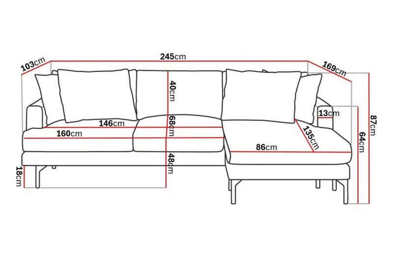 Menard 4-seters Divansofa - Beige - Møbler - Sofaer - Sofa med sjeselong - 4 seters sofa med divan