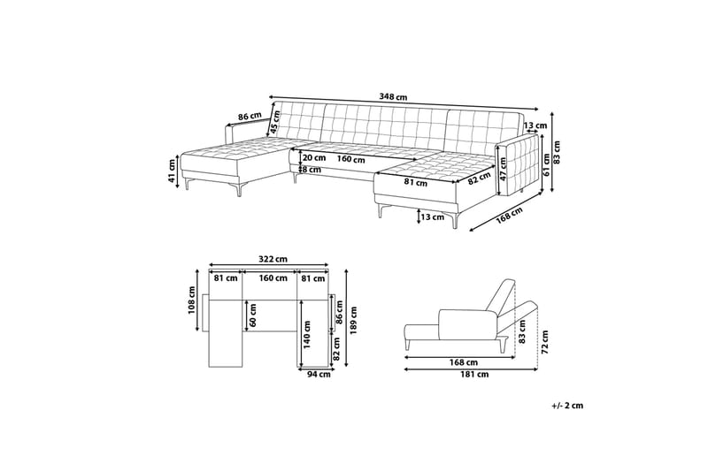 Aberdeen Divansofa 348 cm - Rosa - Møbler - Sofaer - Sofa med sjeselong