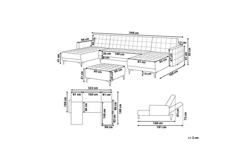 Aberdeen Divansofa 348 cm - Rosa - Møbler - Sofaer - Sofa med sjeselong