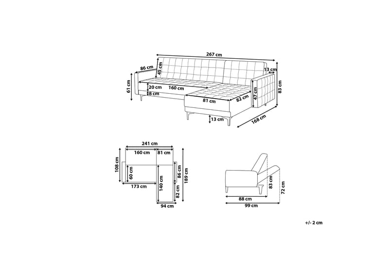 Aberdeen Hjørnesofa 267 cm - Svart - Møbler - Sofaer - Sofa med sjeselong