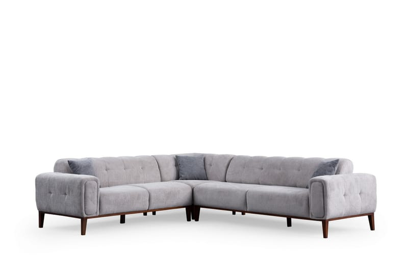 Adelphe 4-seters Sofa med Divan - Lysegrå - Møbler - Sofaer - Sofa med sjeselong