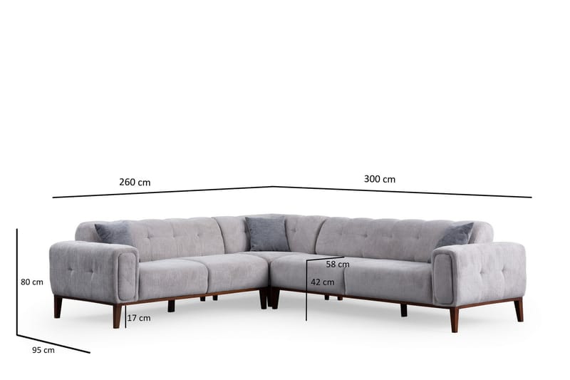 Adelphe 4-seters Sofa med Divan - Lysegrå - Møbler - Sofaer - Sofa med sjeselong