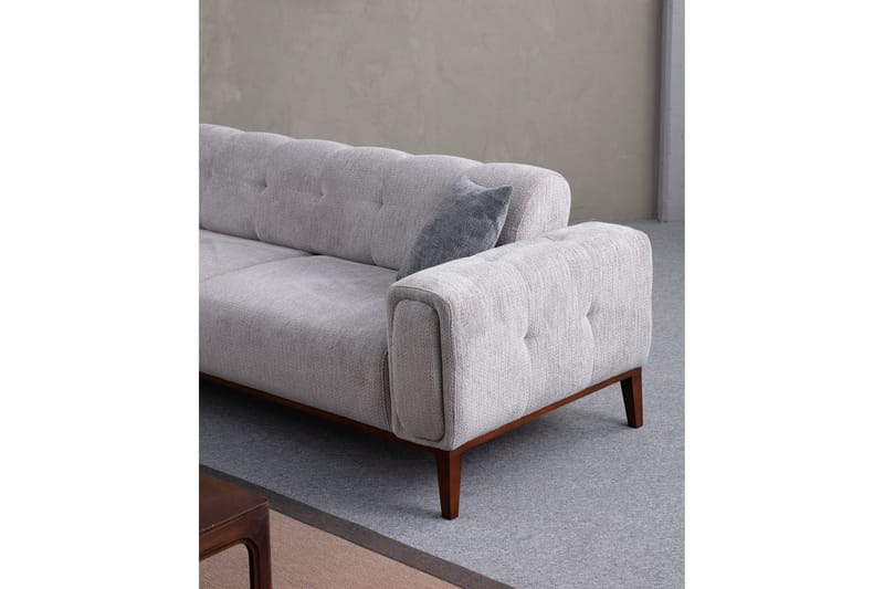 Adelphe 4-seters Sofa med Divan - Lysegrå - Møbler - Sofaer - Sofa med sjeselong