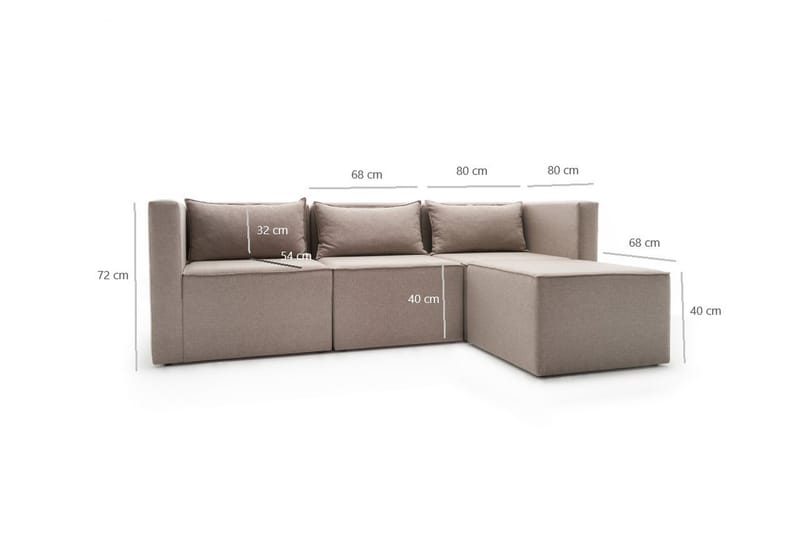 Albania Lina Modulsofa med Sjeselong - Kremhvit - Sofa med sjeselong - 4 seters sofa med divan