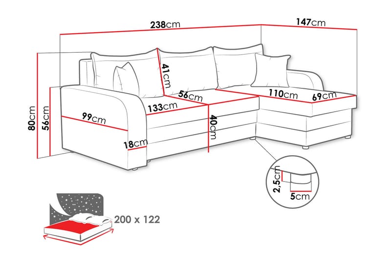 Alvared Sofa med Sjeselong 3-seter - Beige - Møbler - Sofaer - Sofa med sjeselong