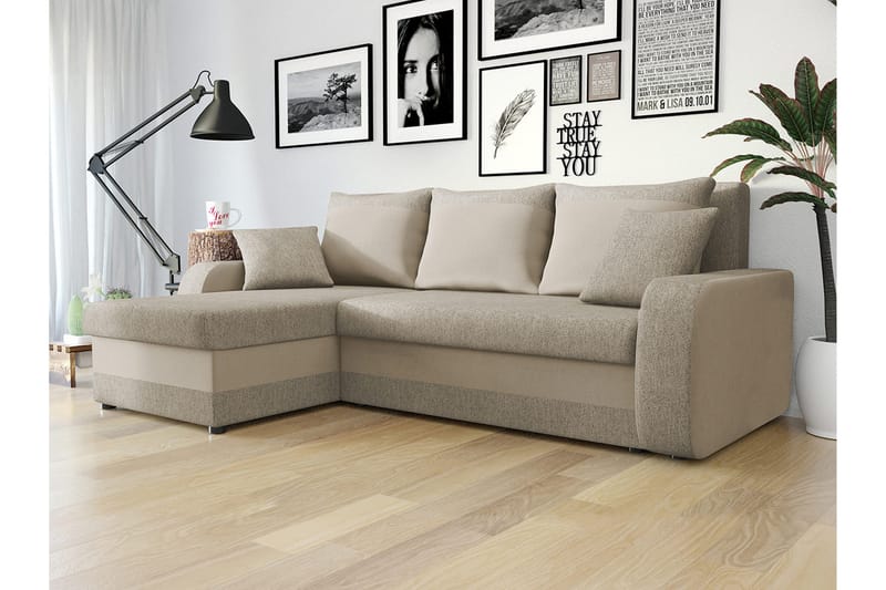 Alvared Sofa med Sjeselong 3-seter - Beige - Møbler - Sofaer - Sofa med sjeselong