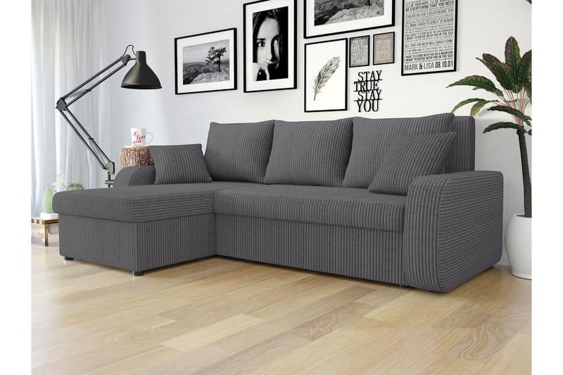 Alvared Sofa med Sjeselong 3-seter - Mørk grå - Møbler - Sofaer - Sofa med sjeselong