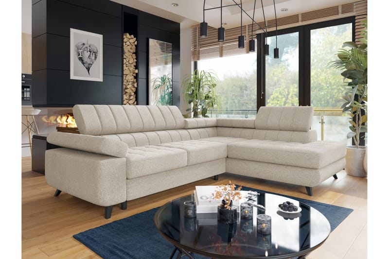 Amshyttan Sofa med Sjeselong 3-seter - Beige - Møbler - Sofaer - Sofa med sjeselong